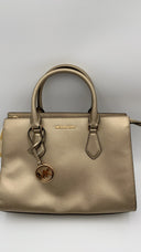 Michael Kors Womens Medium Cz Satchel Pale Gold Bags