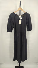 Everlane Women The Linen Oversized Puff-Sleeve Dress Black M