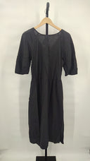 Everlane Women The Linen Oversized Puff-Sleeve Dress Black M