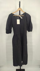 Everlane Women The Linen Oversized Puff-Sleeve Dress Black M