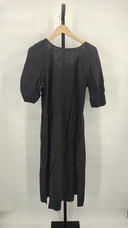 Everlane Women The Linen Oversized Puff-Sleeve Dress Black M