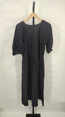 Everlane Women's The Linen Oversized Puff-Sleeve Dress Black Basic Sleeved M