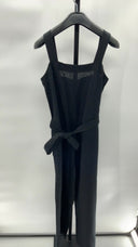 Quince Womens 100% European Linen Square Neck Jumpsuit Black Sleeved XS