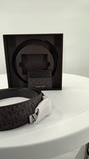 Michael Kors Mens 4-In-1 Reversible Logo Belt Box Set Black