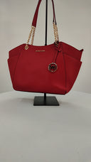 Michael Kors Womens Jet Set Large Saffiano Leather Shoulder Bag Red Bags