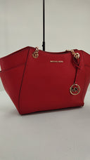 Michael Kors Womens Jet Set Large Saffiano Leather Shoulder Bag Red Bags