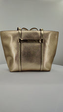 Michael Kors Womens Jet Set Large 2-In-1 Metallic Leather Tote Bag Gold Bags