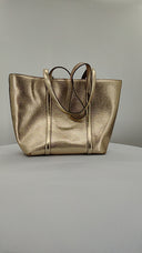 Michael Kors Womens Jet Set Large 2-In-1 Metallic Leather Tote Bag Gold Bags