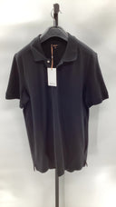 Quince Mens Organic Cotton Pique Polo Black Sleeved Top M