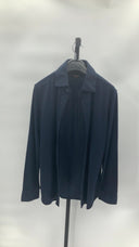 Quince Mens Commuter Stretch Pique Long Sleeve Button Down Navy Sleeved Top S