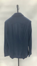 Quince Mens Commuter Stretch Pique Long Sleeve Button Down Navy Sleeved Top S