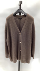 Quince Womens Mongolian Cashmere Oversized Boyfriend Cardigan Sweater Brown L