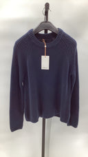 Quince Womens 100% Organic Cotton Fisherman Crew Sweater Navy Sleeved Top M