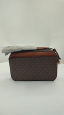 Michael Kors Womens Large East West Zip Chain Crossbody Brown Bags