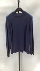 Quince Womens 100% Organic Cotton Mockneck Sweater Navy Sleeved Top L