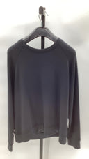 Quince Womens Supersoft Fleece Crew Black Sleeved Top L
