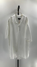 Quince Mens 100% European Linen Short Sleeve Shirt White Sleeved Top XL