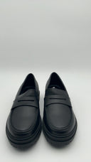 Quince Womens Italian Leather Lug Sole Loafer Black Shoes 8.5