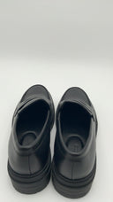 Quince Womens Italian Leather Lug Sole Loafer Black Shoes 6