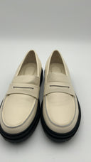 Quince Womens Italian Leather Lug Sole Loafer Bone Shoes 7