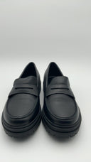 Quince Womens Italian Leather Lug Sole Loafer Black Shoes 9