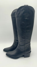 Quince Womens Italian Leather Tall Western Boots Black Shoes 7