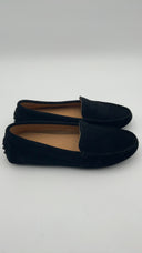 Quince Womens 100% Suede Driver Loafer Black Shoes 7