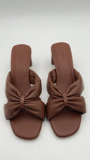 Quince Womens Italian Leather Twist Mid Heel Mule Brown Shoes 9