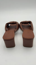 Quince Womens Italian Leather Twist Mid Heel Mule Brown Shoes 9