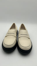 Quince Womens Italian Leather Lug Sole Loafer Bone Shoes 9