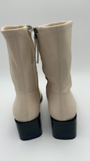 Quince Womens Italian Leather Stretch Sock Bootie Cream Shoes 8