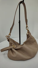Quince Italian Leather Convertible Crescent Shoulder Bag Taupe Bags OS