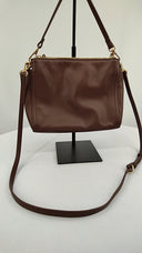 Quince Italian Leather Triple Compartment Crossbody Dark Brown Bags One Size