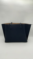 Quince Italian Leather Triple Compartment Shopper Tote Navy Bags Os