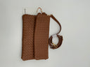 Quince Women Italian Leather Handwoven Convertible Clutch Bag Brown OS