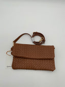 Quince Women Italian Leather Handwoven Convertible Clutch Bag Brown OS
