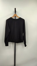 Quince Womens Flowknit Pullover Crew Black Sleeved Top S