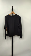 Quince Womens Flowknit Pullover Crew Black Sleeved Top S