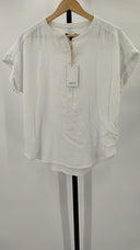 Quince Womens100% Organic Cotton Gauze Roll Sleeve Shirt White S