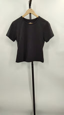 Quince Womens Stretch Cotton Jersey Fitted T-Shirt Black L