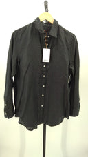 Quince Womens 100% European Linen Long Sleeve Shirt Black M