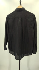 Quince Womens 100% European Linen Long Sleeve Shirt Black M