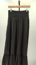 Quince Womens 100% Organic Cotton Gauze Smocked Maxi Skirt Black S