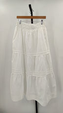 Quince Womens 100% Organic Cotton Poplin Tiered Maxi Skirt White L