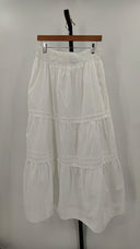 Quince Womens 100% Organic Cotton Poplin Tiered Maxi Skirt White L