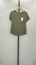 Quince Womens Washable Stretch Silk Tee Moss Green Sleeved Top XS