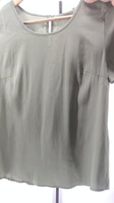 Quince Womens Washable Stretch Silk Tee Moss Green Sleeved Top XS