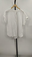 Quince Womens100% Organic Cotton Gauze Roll Sleeve Shirt White XL