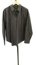 Quince Womens100% Organic Cotton Poplin Long Sleeve Boyfriend Shirt Black L