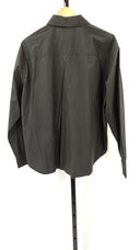 Quince Womens100% Organic Cotton Poplin Long Sleeve Boyfriend Shirt Black L